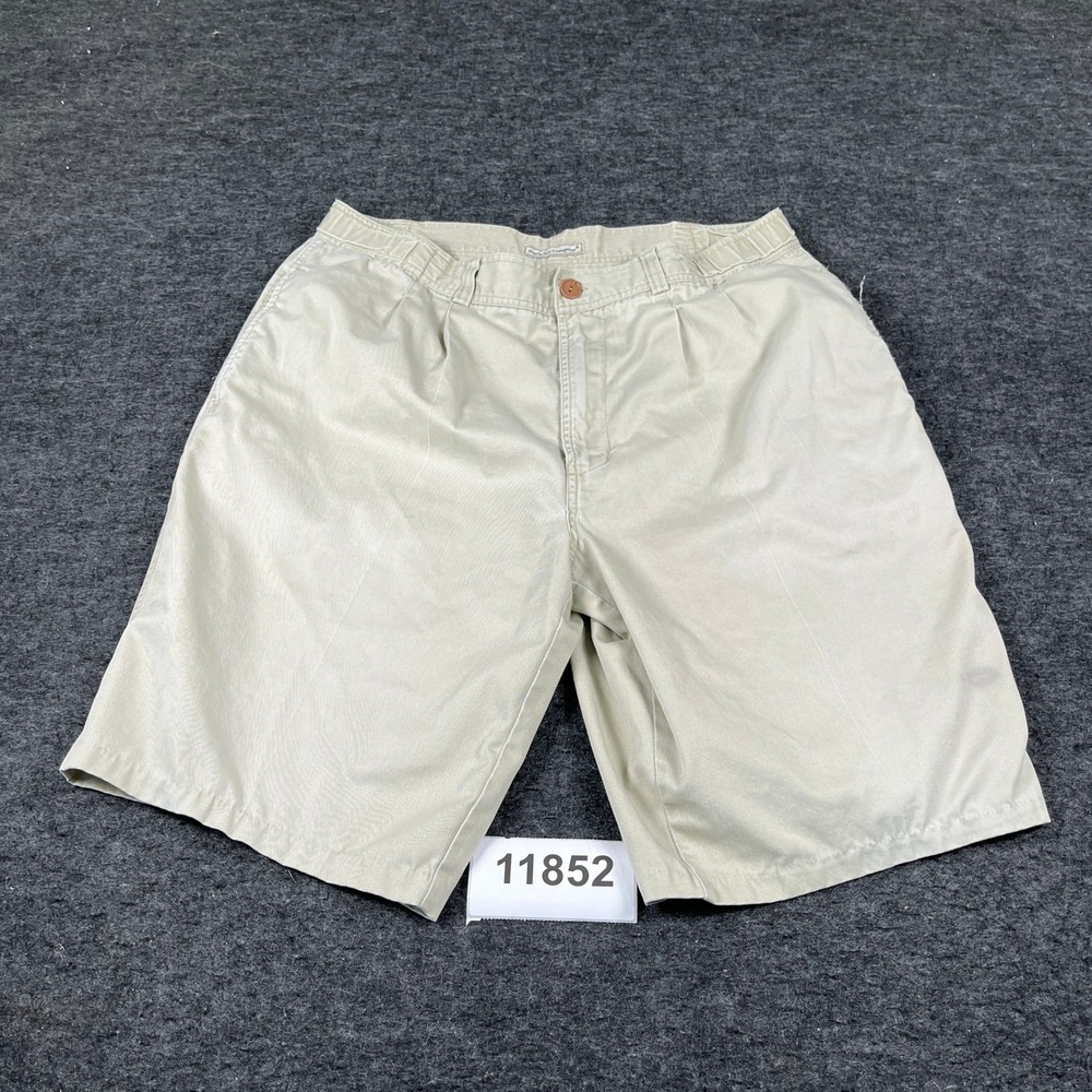Vintage Bugle Boy Company Chino Shorts Mens 36 Beige Cotton Pleated Summer Wear